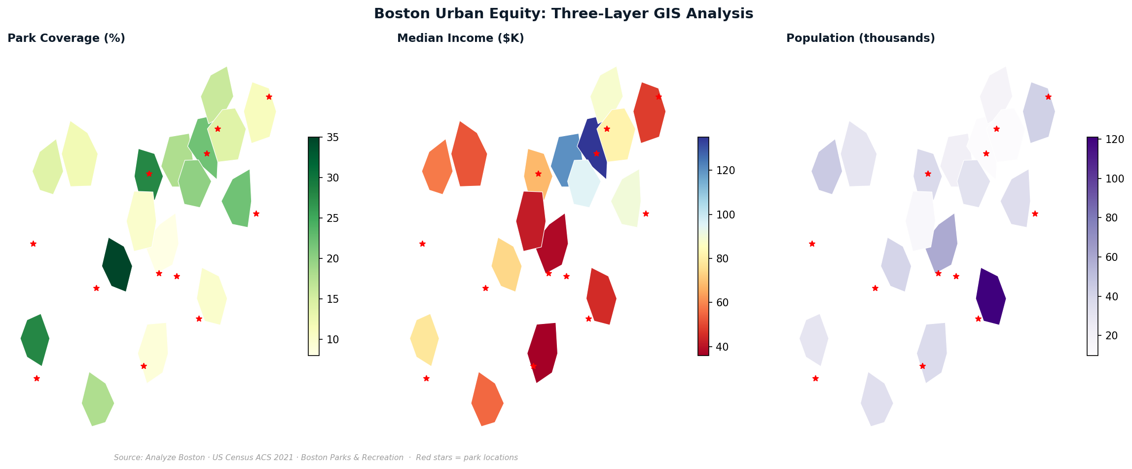 500m park buffer GIS map